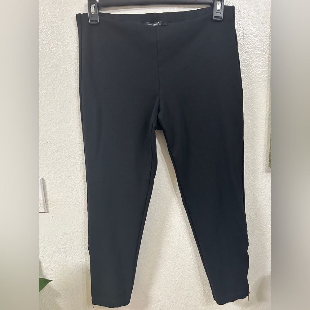 Eileen Fisher Womens Size Medium Black Stretch Ponte Pull On Zip Ankle Pants